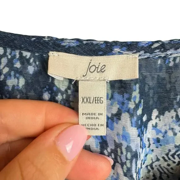 Joie NWT XXL Blue Parisian Paisley Sheer Long Balloon Sleeve Tiered Midi Dress - Picture 13 of 15